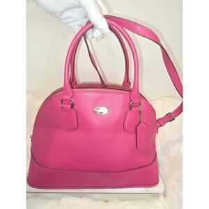 COACH CORA DOMED LEATHER SATCHEL Crossbody Strap Included BERRY